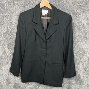 Talbots Vintage Petites Black Wool Blazer Petite 6 Made In USA Vintage Preppy